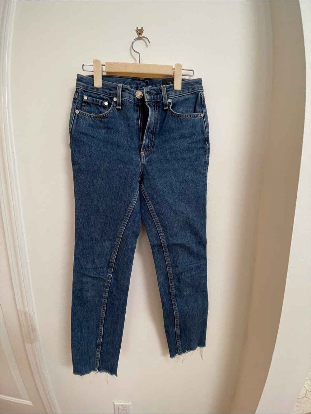 rag & bone Dark Blue Cropped High-Rise Jeans